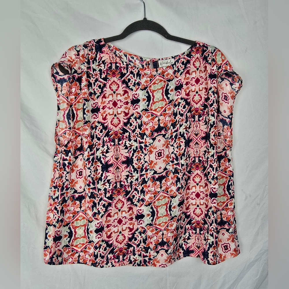 Wonderly NWT Artsy Oversized Beachy Bohemian Flowy Grunge Top sz M